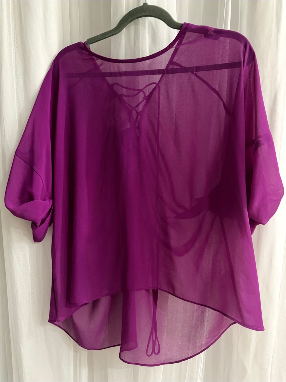 Rory Beca Sheer Short Sleeve Blouse in Magenta